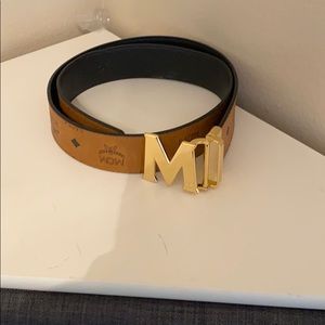 MCM black and cognac reversible belt